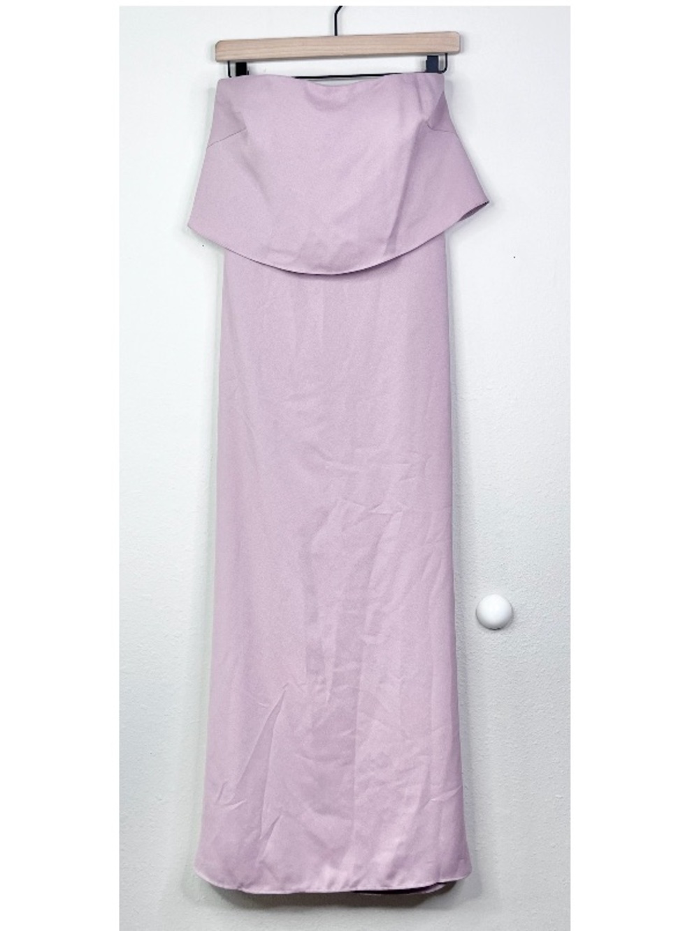 Hayley Paige Pink Strapless Ruffle Overlay Maxi Dress Dusty Rose Sz 6 Bridesmaid